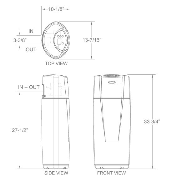 Central Water Filtration System dimension diagram