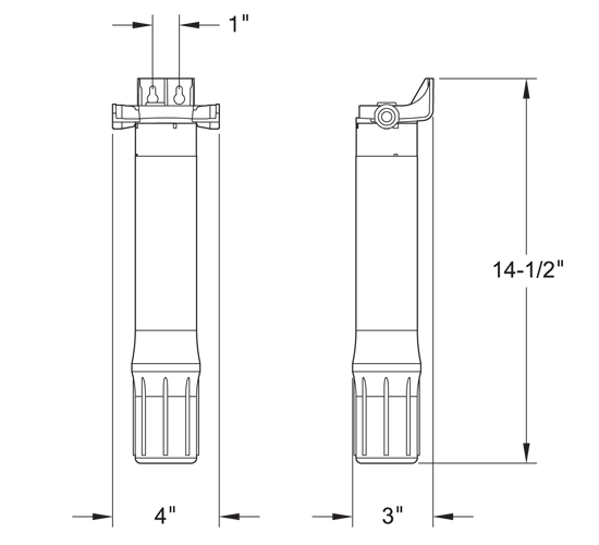 UltraEase™ Whirlpool Water Filtration Kit dimension diagram
